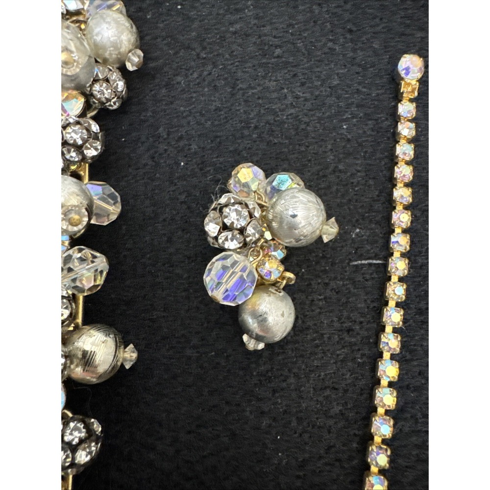 Decadent Juliana D&E Faux Pearl Iridescent Rhinestone 3 Piece Parure Set AB Rare - Picture 9 of 16